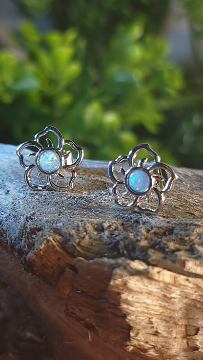 Shimmery Flower Stud Earrings