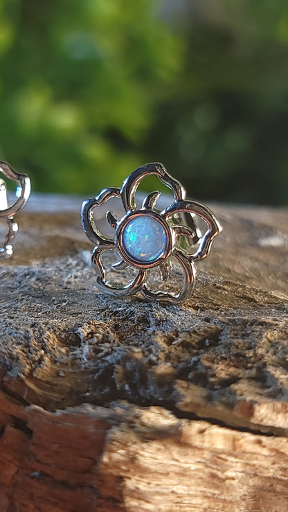 Shimmery Flower Stud Earrings