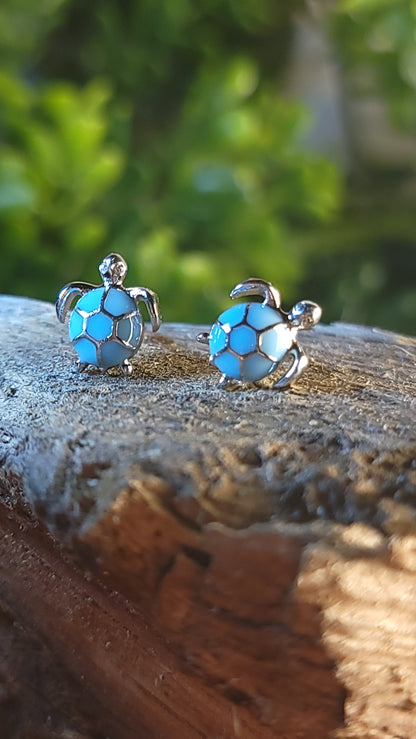 Turquoise Turtle Stud Earrings