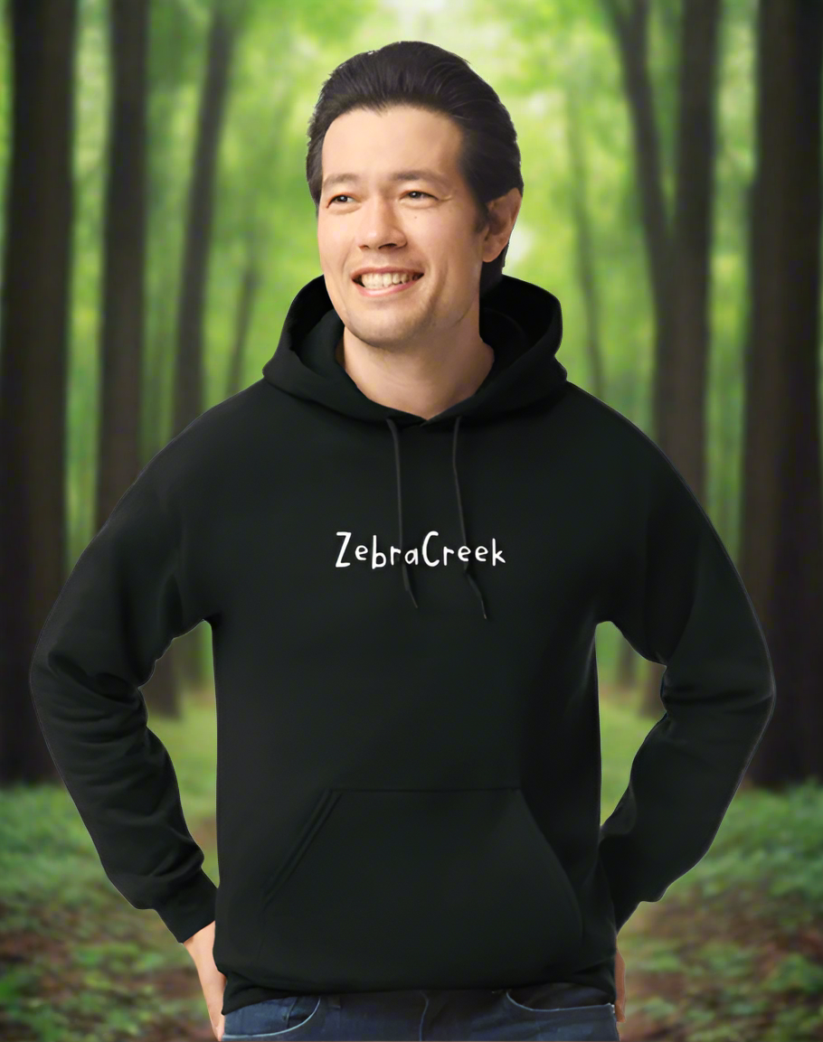 Fun Zebra Creek Black Simple Hoodie